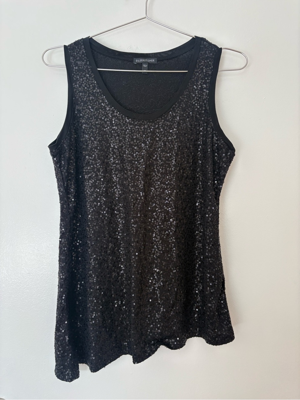 Eileen Fisher Black Silk Sequin tank size XS
